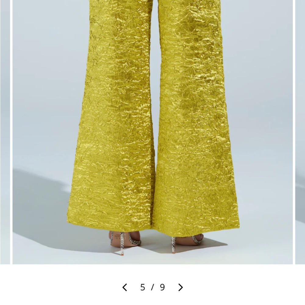 Elegant Yellow Textured Women's Pants